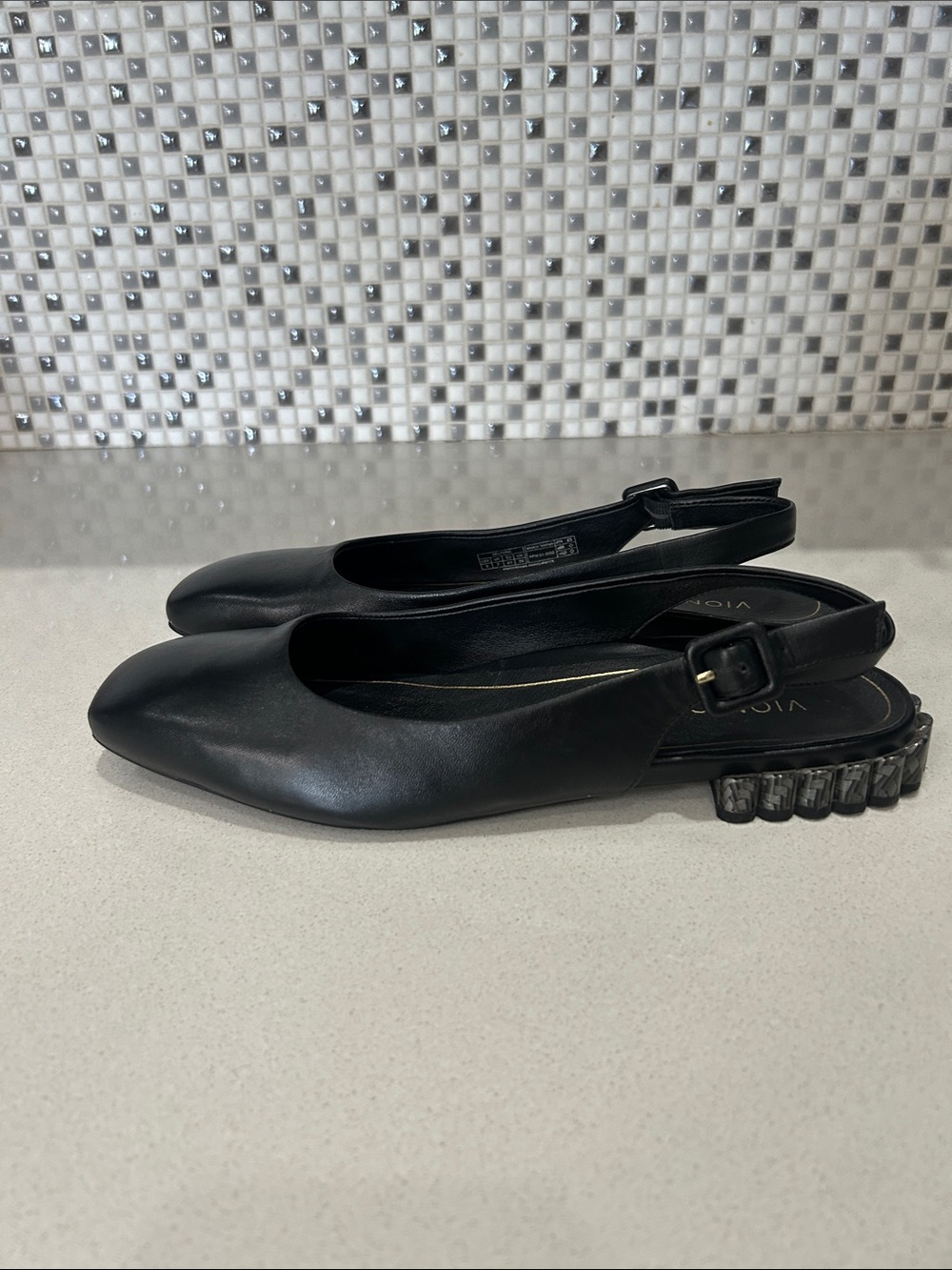 Vionic Delphine Women’s Black Leather Slingback Square-Toe Flats - Picture 4 of 6